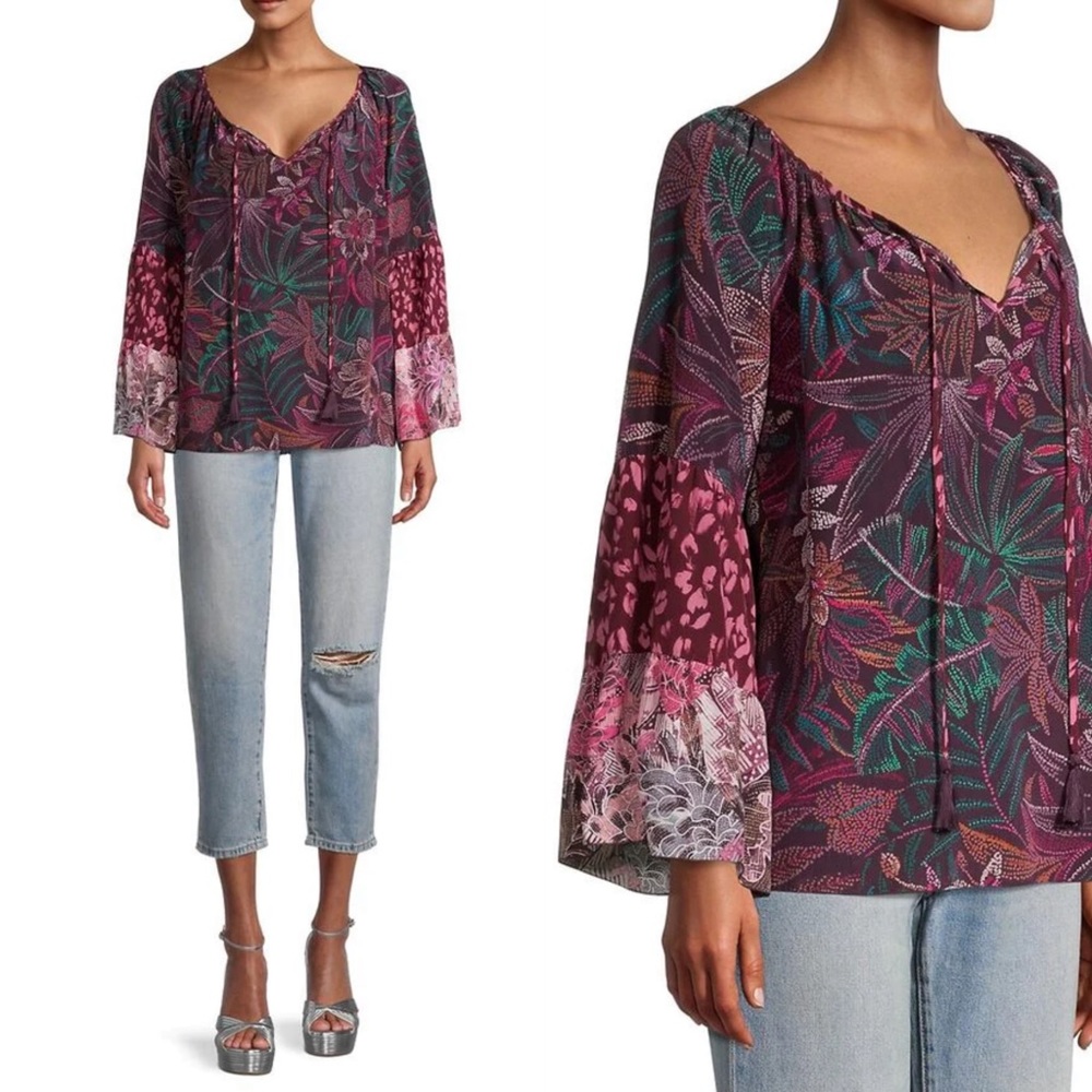 Johnny Was Multicolor Floral Blouse